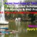 Fully Funded Asian Institute of Technology Scholarship for Masters and PhD Programs in Thailand