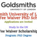 Goldsmith University of London Alumni Fee Waiver PhD Scholarship in the UK
