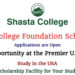 Shasta College Foundation Scholarship for International Students in the USA