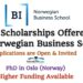 PhD Scholarships Offered at BI Norwegian Business School in Norway