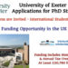 University of Exeter Invites Applications for PhD Studentship (Funded) in the UK