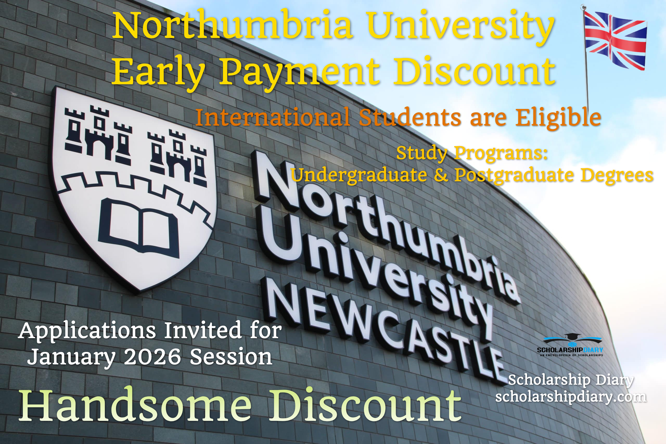Northumbria University Early Payment Discount in UK (Funded)